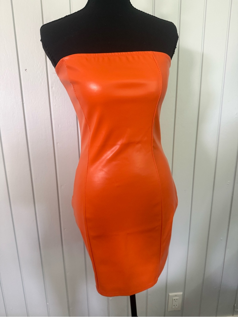 Strapless Orange Bodycon Dress